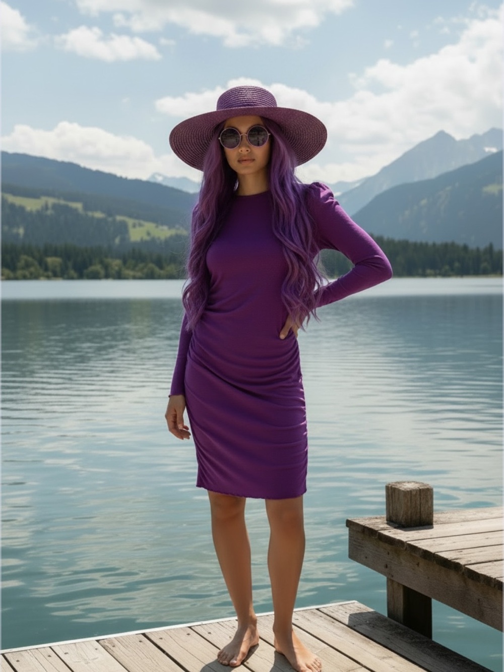 Emilio Pucci Vibrant Purple Long-Sleeve Mini Dress